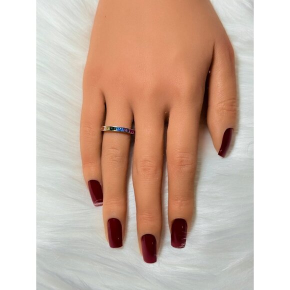 925 Silver Colored Stones Band - Picture 6 of 7